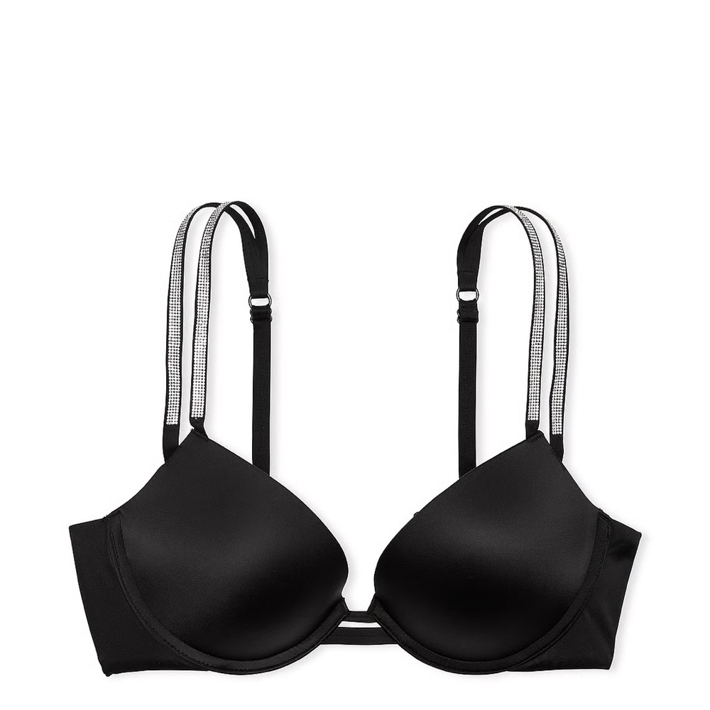 Victoria's Secret Black Pushup Bra with Sparkling Straps